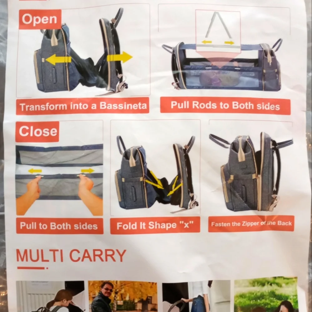 USB Portable Multi-function Bed Bag Two-in-one Diaper Bag Baby Bag Multifunction